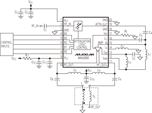 MAX2055典型应用电路