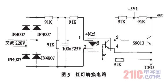 图5 红灯转换电路