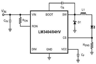 LM3404典型应用电路图