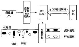 煤矸石在线自动分选系统框图