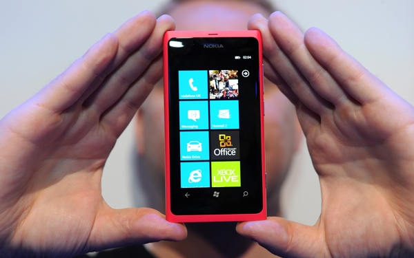 The new Nokia smart phone Lumia 800 is shown off at Nokia world, London