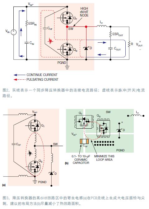 同步降压转换器中的连续电流路径和脉冲电流路径