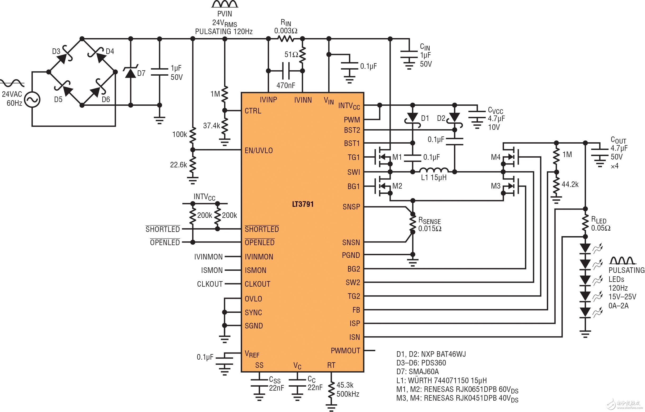 图 6：供替代的 24W 解决方案为简单起见采用了一个标准的二极管整流器