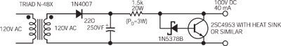 一个100V帘栅极电源可将一个普通三极管转变为一个升压三极管