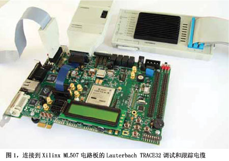 图1连接到Xilinx ML507电路板的Lauterbach TRACE32调试和跟踪电缆