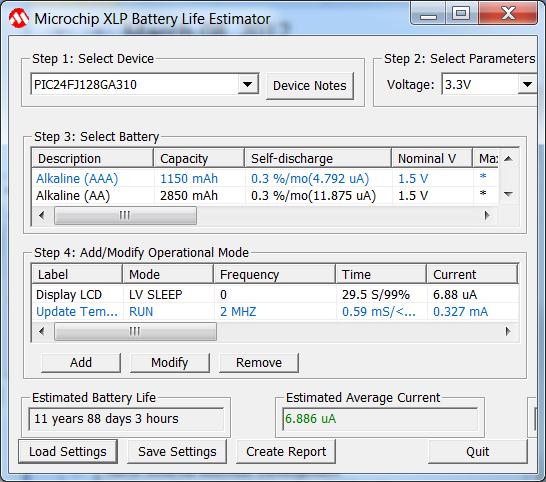 图1：电池寿命估算器工具主屏幕