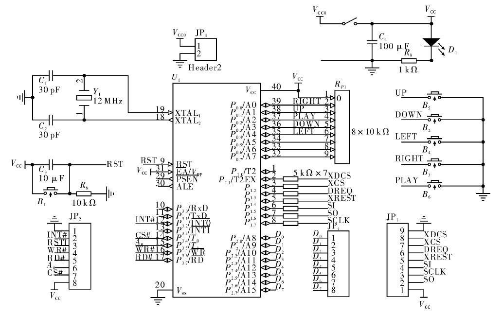 图3 MCU 模块硬件电路