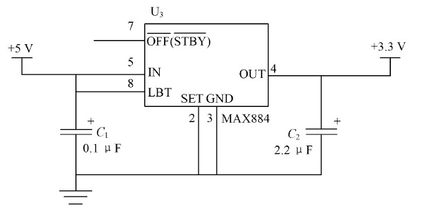 图5  5 V 到3. 3 V 转换电路